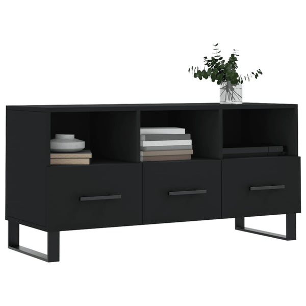 Schwarzer TV-Schrank Cimpeana 102x36x50cm (Holz)