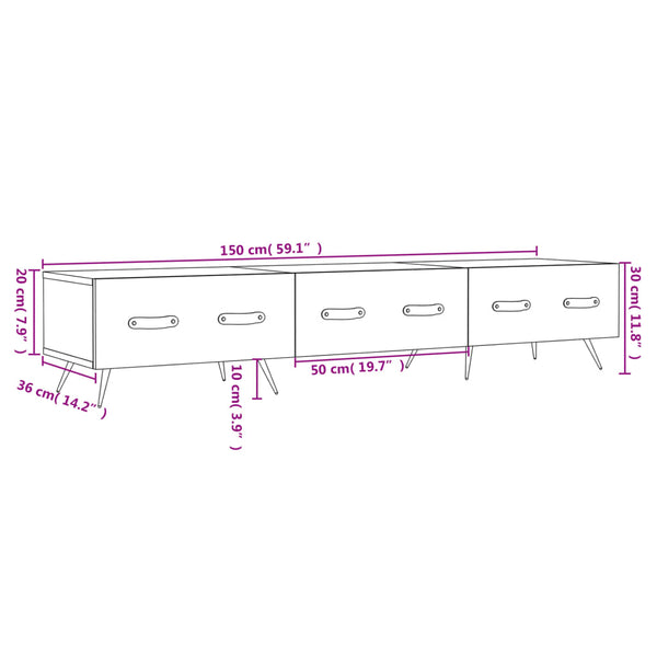 Schwarzes TV-Möbel Adriam 150x36x30cm (Holz)