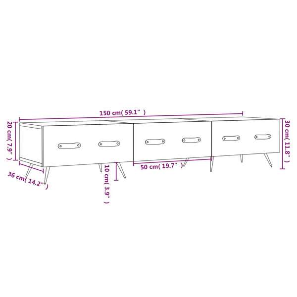 Graues TV-Möbel Adriam 150x36x30cm (Holz)