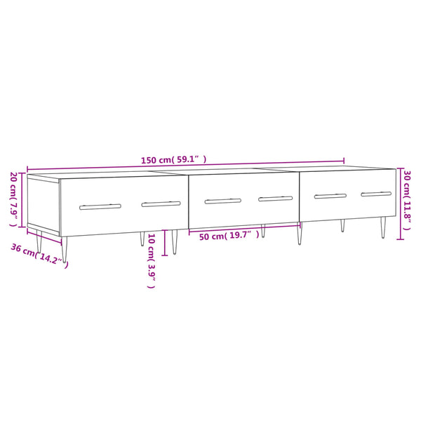 Grauer TV-Schrank Ben 150x36x30cm (Holz)