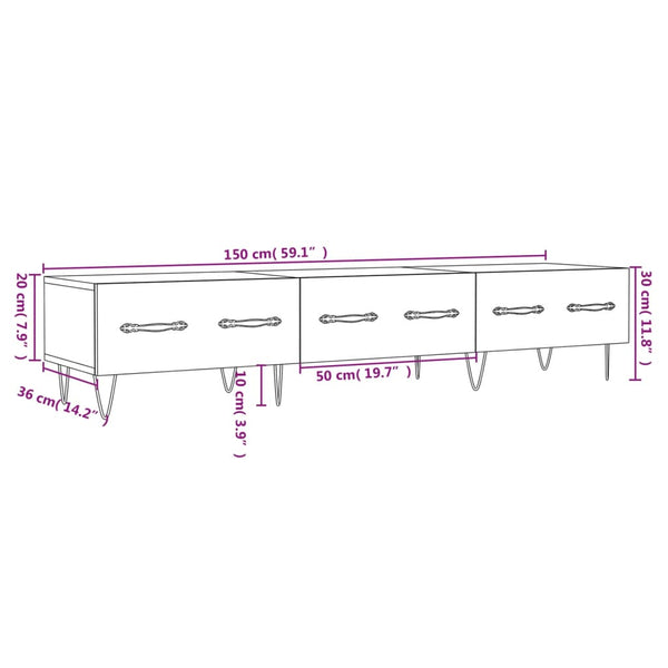 Schwarzes TV-Möbel Grigoriana 150x36x30cm (Holz)