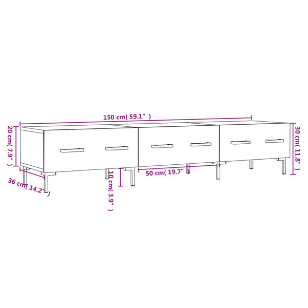 Weißes TV-Lowboard Debbi 150x36x30cm (Holz)