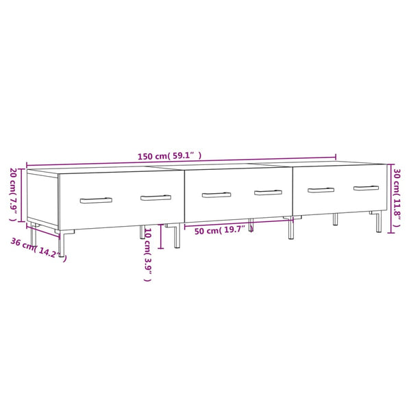 Schwarzes TV-Board Debbi 150x36x30cm (Holz)