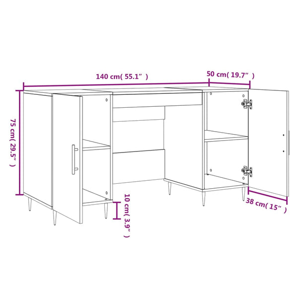 Weißer Schreibtisch Theodore 140x50x75cm (Holz)