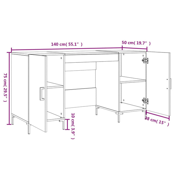 Weißer Schreibtisch Cas 140x50x75cm (Holz)