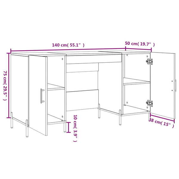 Grauer Schreibtisch Mercurean 140x50x75cm (Holz)