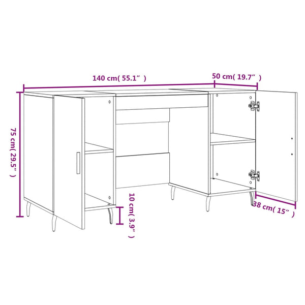 Schreibtisch Mimu 140x50x75cm Betongrau (Holz)