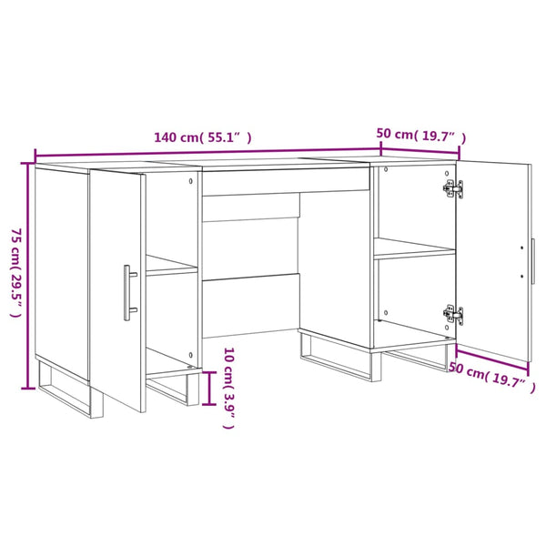Weißer Schreibtisch Cesis 140x50x75cm (Holz)