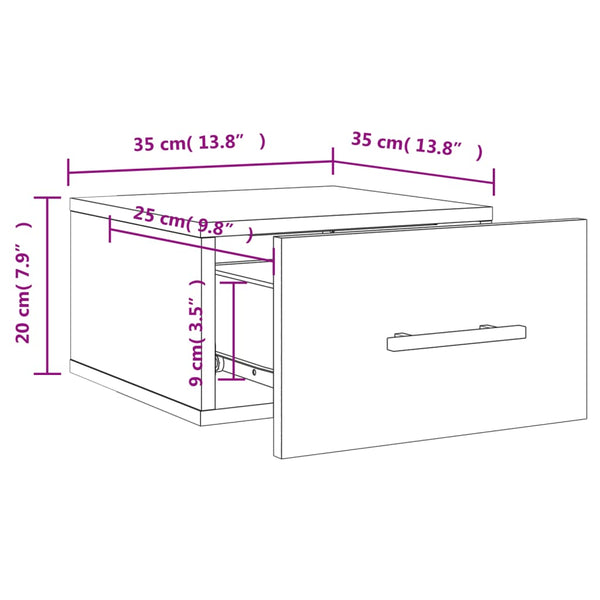 Wandmontierter Nachttisch Staal aus Beton, 35x35x20cm