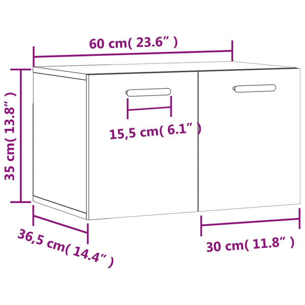 Weißer Wandschrank Zeina 60x36,5x35cm (Holz)