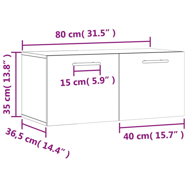 Betongrauer Wandschrank Cezareea 80x36,5x35cm (Holz)