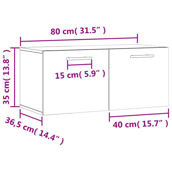 Harmaa seinäkaappi Cezareea 80x36,5x35cm (puinen)