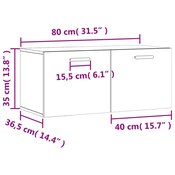 Betoninharmaa seinäkaappi Zeina 80x36,5x35cm (puinen)