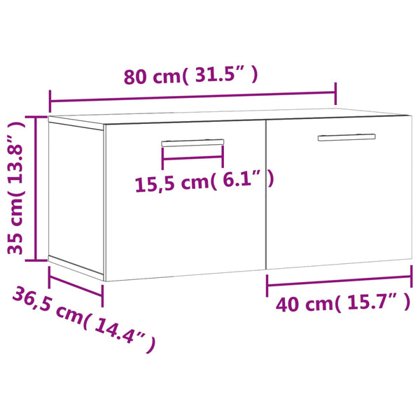 Wandschrank Zwi 80x36,5x35cm in Betongrau (Holz)