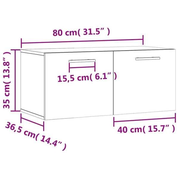 Harmaa seinäkaappi Zwi 80x36,5x35cm (puinen)
