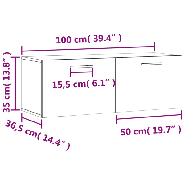 Harmaa seinäkaappi Zwi 100x36,5x35cm (puinen)