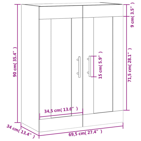 Grauer wandmontierter Schrank Amria 69,5x34x90cm (Holz)