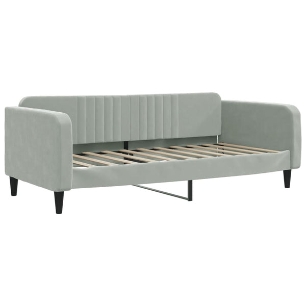 Samt Schlafsofa hellgrau 90x190 cm