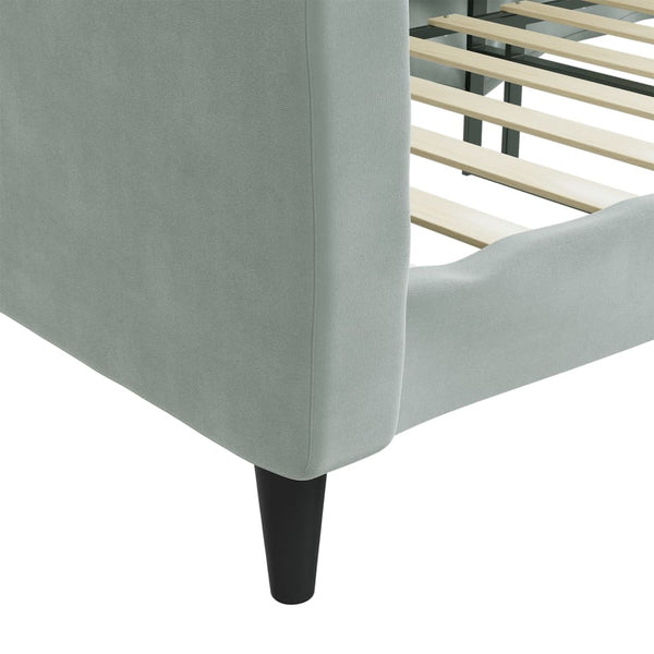 Samt Schlafsofa hellgrau 90x190 cm