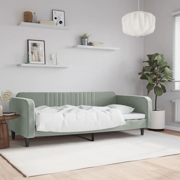 Samt Schlafsofa hellgrau 90x190 cm