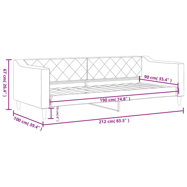 90x190 cm dunkelgraues Schlafsofa Samt