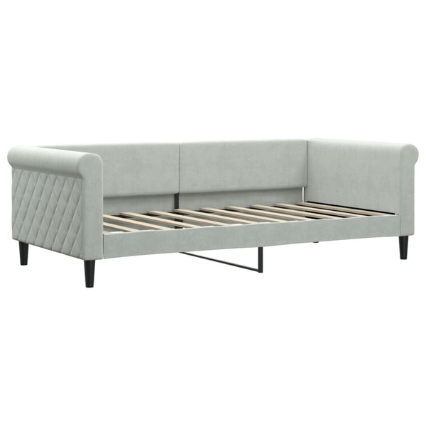 Hellgraues Schlafsofa 90x190 cm aus Samt
