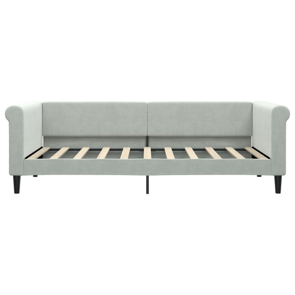 Hellgraues Schlafsofa 90x190 cm aus Samt