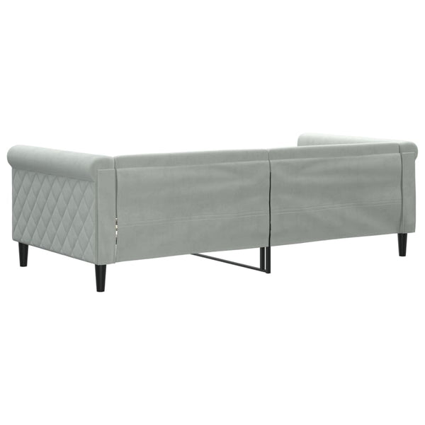 Hellgraues Schlafsofa 90x190 cm aus Samt