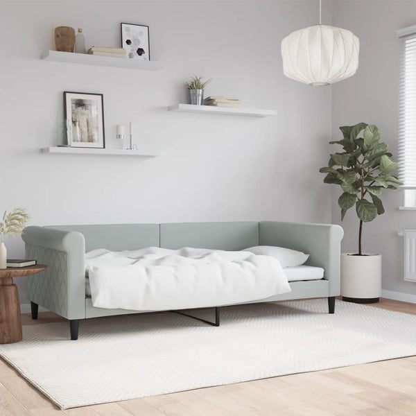 Hellgraues Schlafsofa 90x190 cm aus Samt