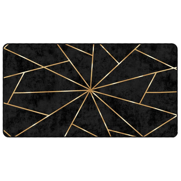Ifte Teppich 80x150cm schwarz und gold, waschbar (rutschfest)