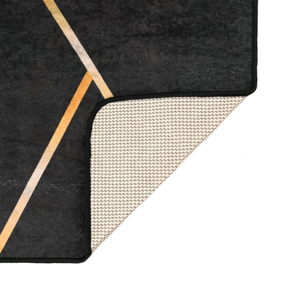 Ifte Teppich 80x150cm schwarz und gold, waschbar (rutschfest)
