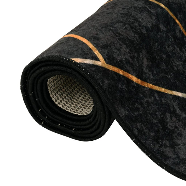 Ifte Teppich 80x150cm schwarz und gold, waschbar (rutschfest)