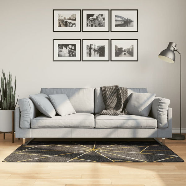 Ifte Teppich 80x150cm schwarz und gold, waschbar (rutschfest)