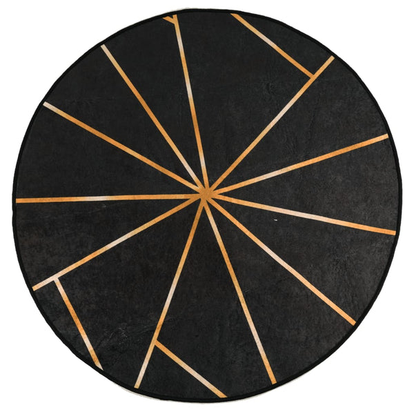 Schwarz-goldener Teppich waschbar Ifte Ø 120cm (rutschfest)