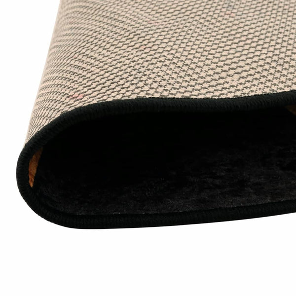 Schwarz-goldener Teppich waschbar Ifte Ø 120cm (rutschfest)