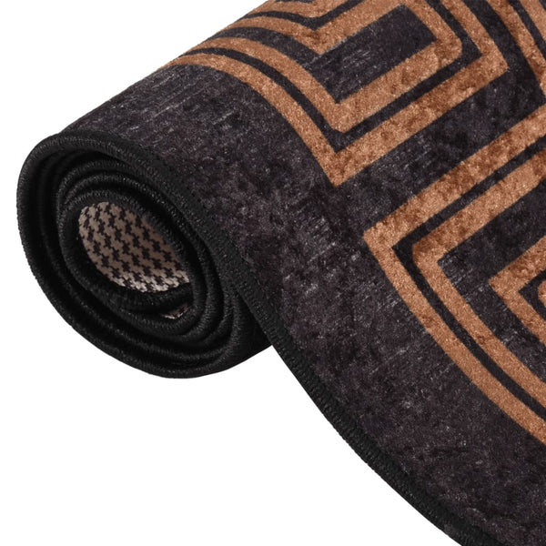 Schwarz-Gold Teppich waschbar Ifte 400x300cm (rutschfest)