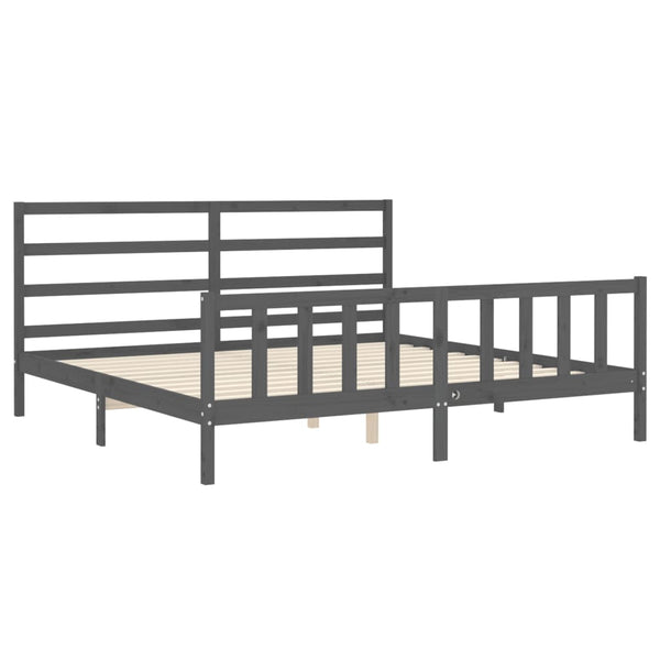 Graues Bettgestell mit Kopfteil Gyongyosi 200x200cm (Holz)
