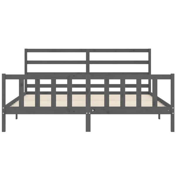 Graues Bettgestell mit Kopfteil Gyongyosi 200x200cm (Holz)