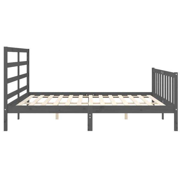 Graues Bettgestell mit Kopfteil Gyongyosi 200x200cm (Holz)