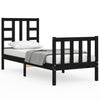 Schwarzes Bettgestell mit Kopfteil Kassandra Small Single (Holz)