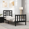 Schwarzes Bettgestell mit Kopfteil Kassandra Small Single (Holz)
