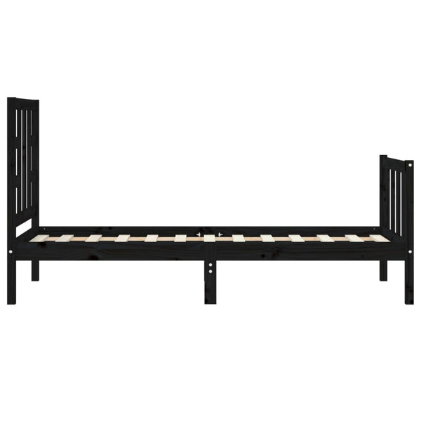 Schwarzes Bettgestell mit Kopfteil Kassandra Small Single (Holz)