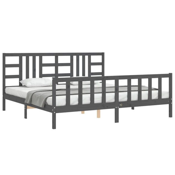 Graues Bettgestell mit Kopfteil Kassandra 200x200cm (Holz)