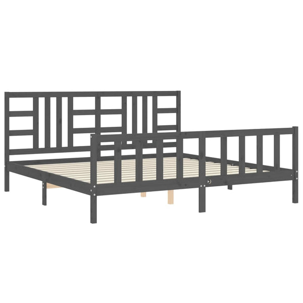 Graues Bettgestell mit Kopfteil Kassandra 200x200cm (Holz)