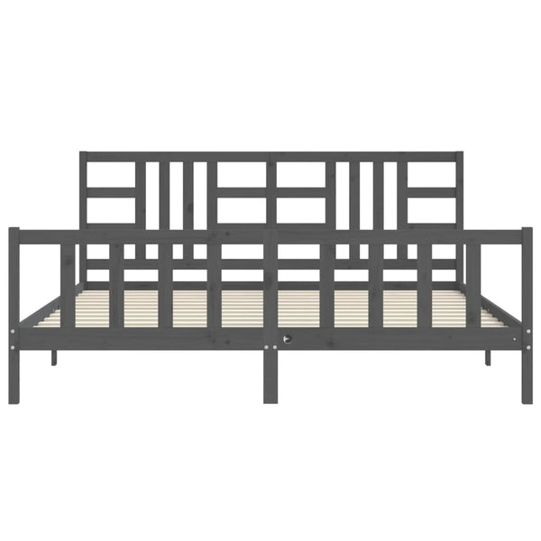 Graues Bettgestell mit Kopfteil Kassandra 200x200cm (Holz)