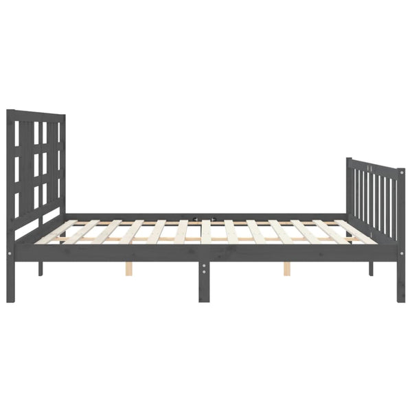 Graues Bettgestell mit Kopfteil Kassandra 200x200cm (Holz)