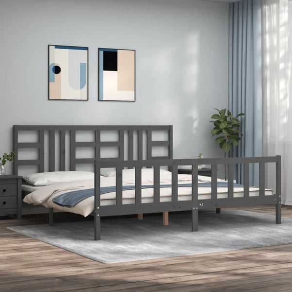 Graues Bettgestell mit Kopfteil Kassandra 200x200cm (Holz)