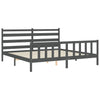 Bettgestell mit Kopfteil Bidae 200x200cm, Grau (Holz)