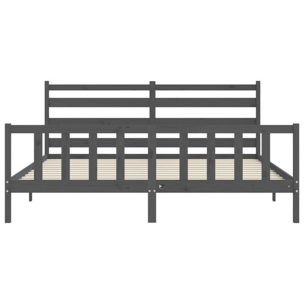 Bettgestell mit Kopfteil Bidae 200x200cm, Grau (Holz)