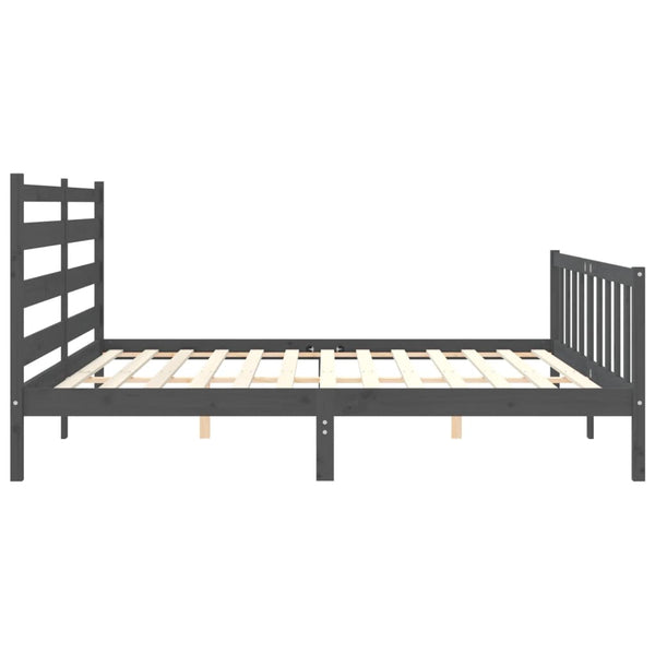 Bettgestell mit Kopfteil Bidae 200x200cm, Grau (Holz)